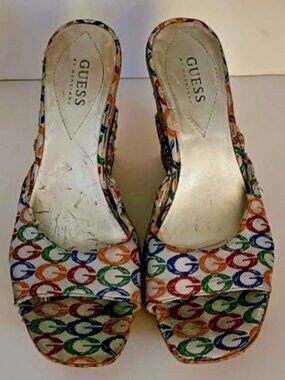 Guess Women's 5" Wedge Sandals, Rainbow Color, Size 8M